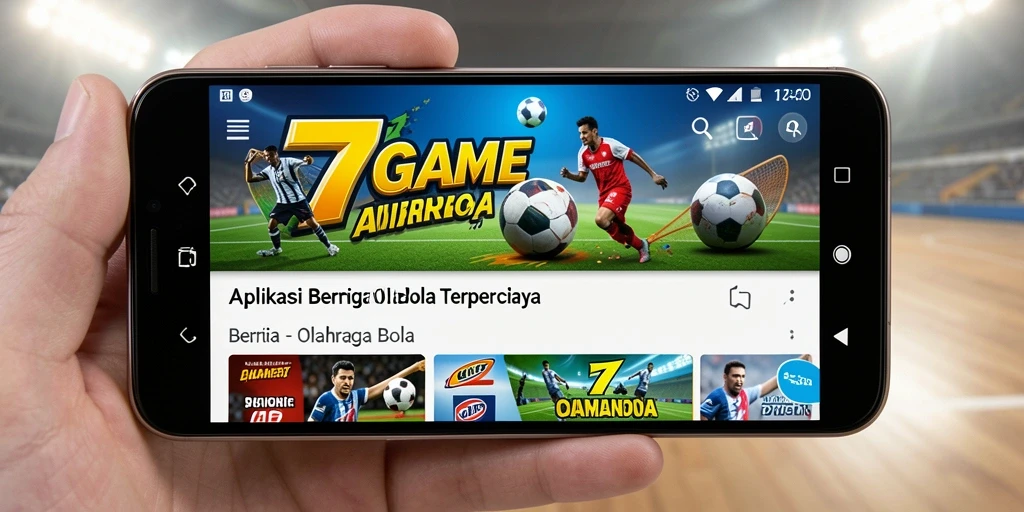 Tampilan antarmuka 7GAME dengan berita dan statistik olahraga bola.