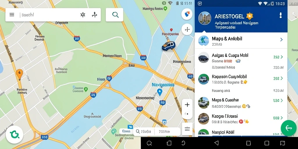 Tampilan antarmuka pengguna ARIESTOGEL yang intuitif untuk navigasi mobil.