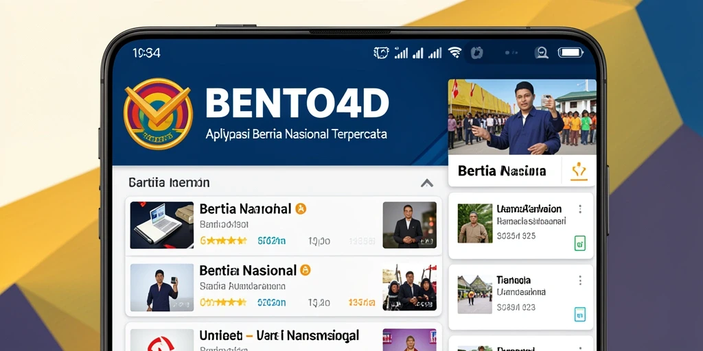 Tampilan antarmuka BENTO4D dengan informasi berita nasional.