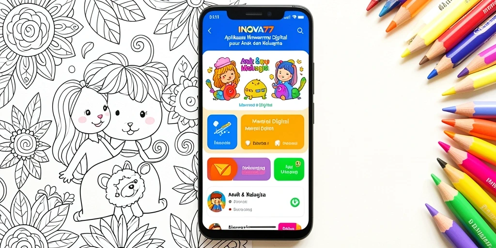Tampilan antarmuka INOVA77 yang menarik untuk mewarnai digital.