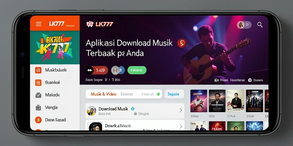 Tampilan antarmuka aplikasi Download Musik LK777 yang user-friendly.