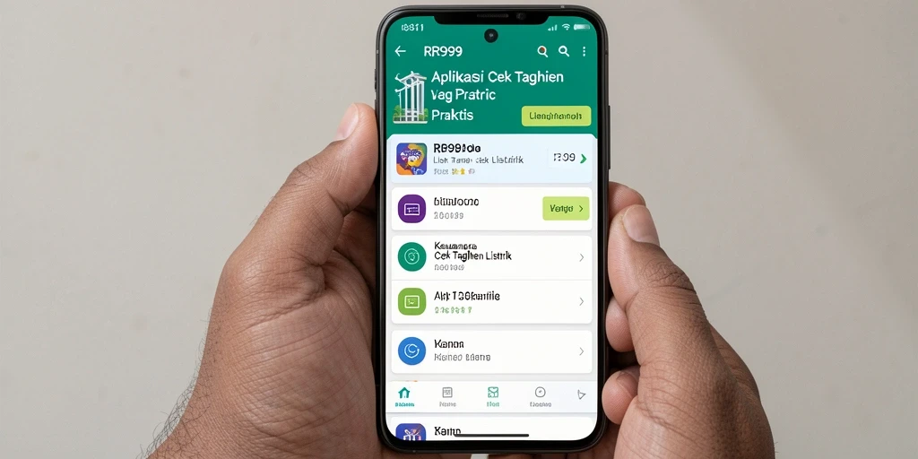 Tampilan antarmuka aplikasi Cek Tagihan Listrik RR999.
